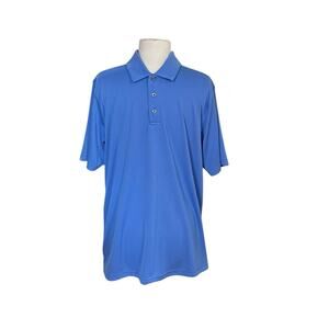 Bolle Polo Shirt Men’s Large Blue Geometric Brick Pattern Golf Performance Shirt